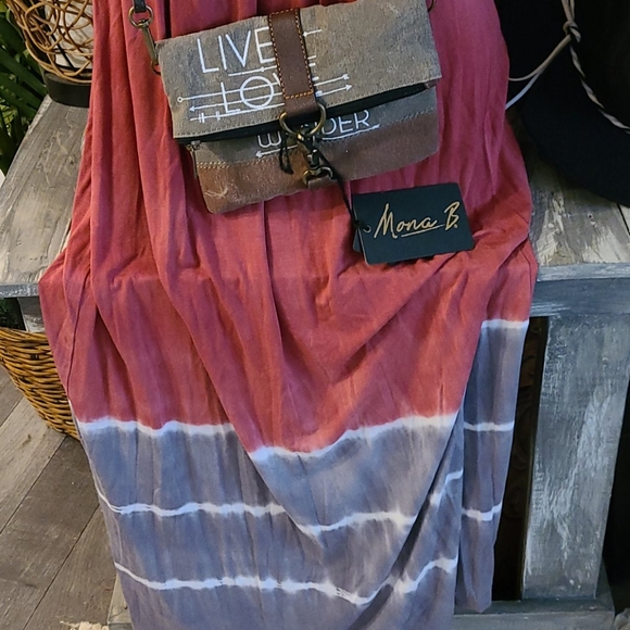 MONA B NEW NWT MAXI MULTI TIE DYE DRESS S/M - Picture 13 of 16